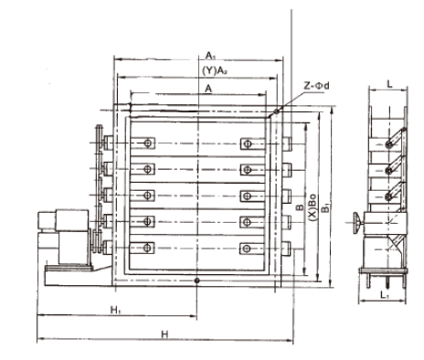 矩形電動百葉蝶閥結構圖