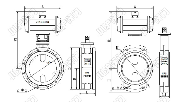 氣動切斷蝶閥結構圖