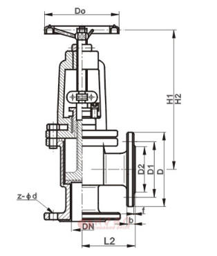 角式襯氟截止閥結構圖
