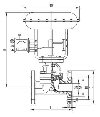 氣動隔膜調節閥結構圖