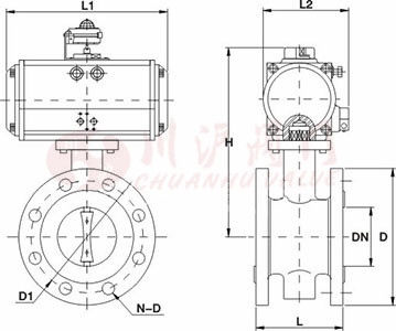 氣動法蘭蝶閥-圖紙